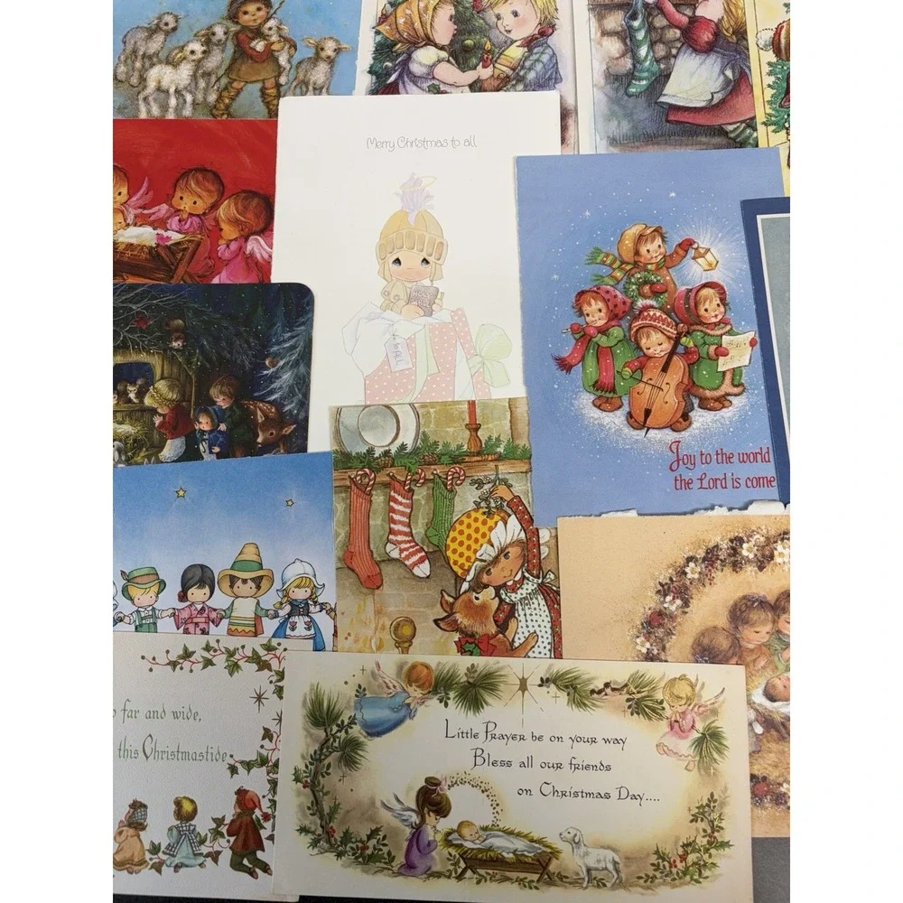 Vintage Christmas Cards Fronts ONLY Kids Children Scrapbooking Crafts Lot of 50+